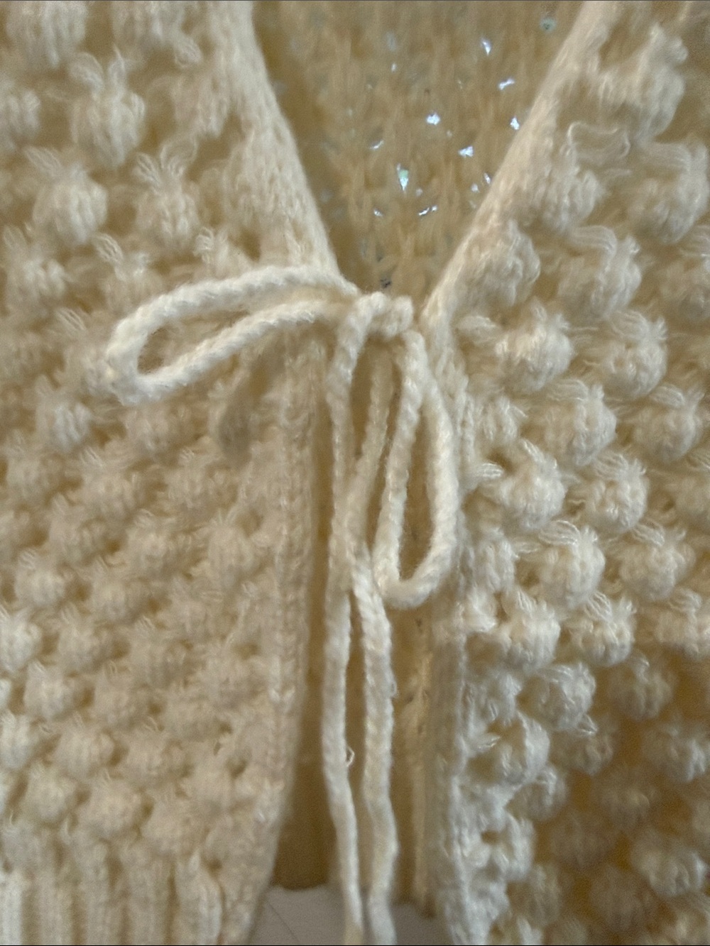 Blue B. Cream Chunky Bobble Tie-Front Cardigan - Picture 3 of 5